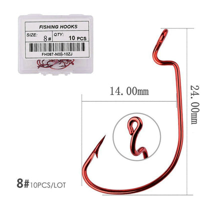 10 pçs/caixa Anzol Offset 8# - 5/0# anzol crank para isca soft worm anzol crankbait pesca acessórios pesca anzóis