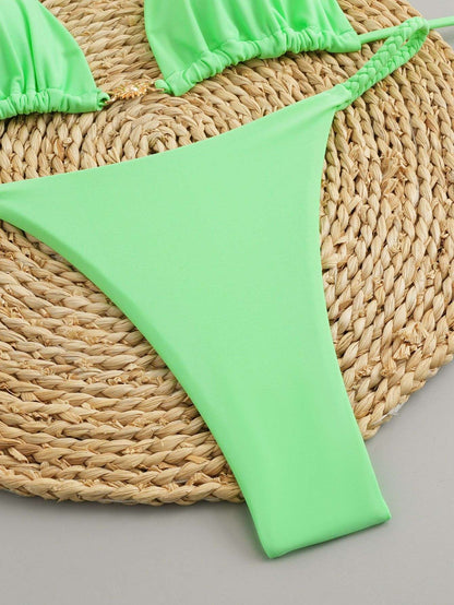 Sexy Cherry Print Triangle Brazilian Bikini Push Up Swimsuit 2 Piece String Bandage Bikinis Swimwear Women Thong Bathing Suit