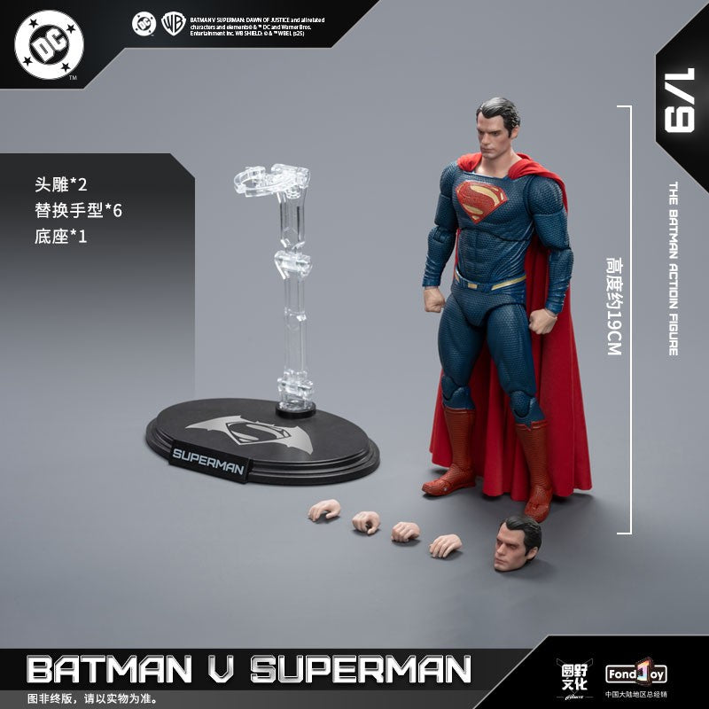 Novo conjunto de figuras Fondjoy BVS, Boneco de Ação Batman Blindado, Superman com Armadura Danificada 1/9 Batman V Superman: A Origem da Justiça DC Toys