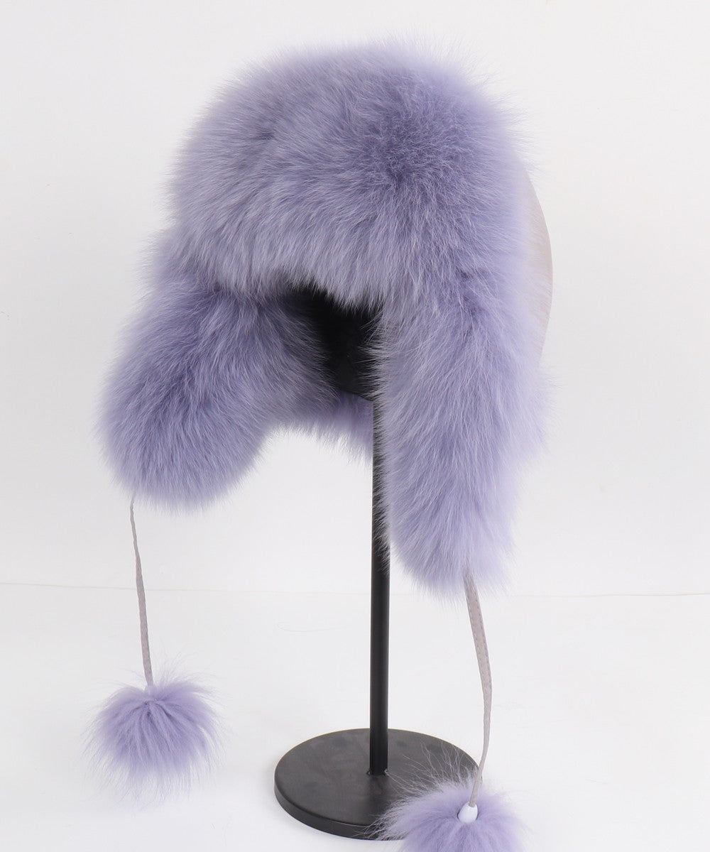 2025 Novo Chapéu Feminino Ushanka Russo de Pele de Raposa Natural Inverno Grosso Quente Orelhas Moda Chapéu Bomber Senhora Gorro Genuíno de Pele de Raposa Real