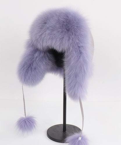2025 Novo Chapéu Feminino Ushanka Russo de Pele de Raposa Natural Inverno Grosso Quente Orelhas Moda Chapéu Bomber Senhora Gorro Genuíno de Pele de Raposa Real