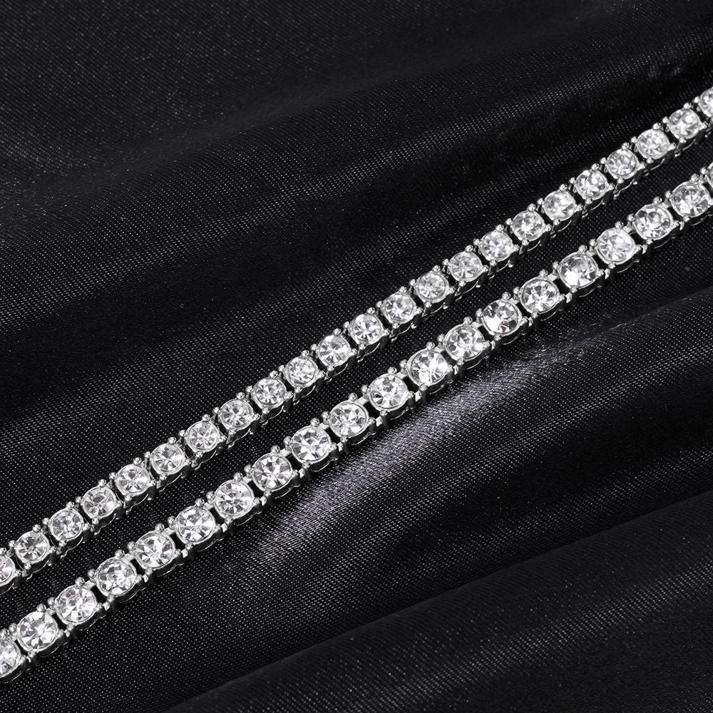 Corrente de Tênis Hip Hop 5MM, Pulseira e Colar Iced Out, Masculino, Moda Prata, Correntes de Tênis, Feminino, Gargantilha 20 polegadas, Presente Punk