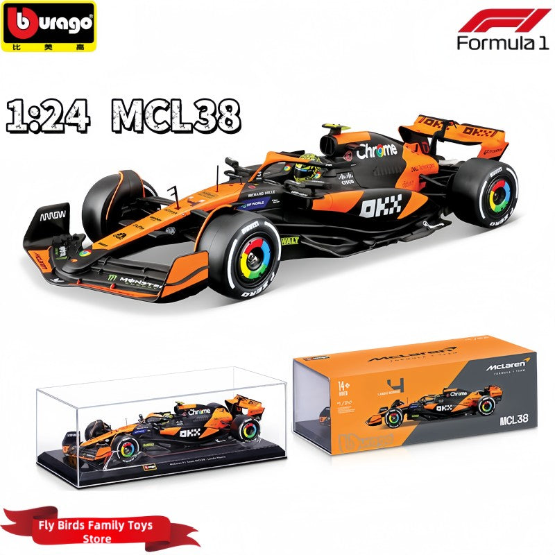 2025 Nova Chegada Bburago 1:24 MCL38 Mônaco MCL38 Mclaren 4# Lando Norris 81# Oscar Piastri Liga Modelo de Carro em Miniatura Fundido Brinquedo