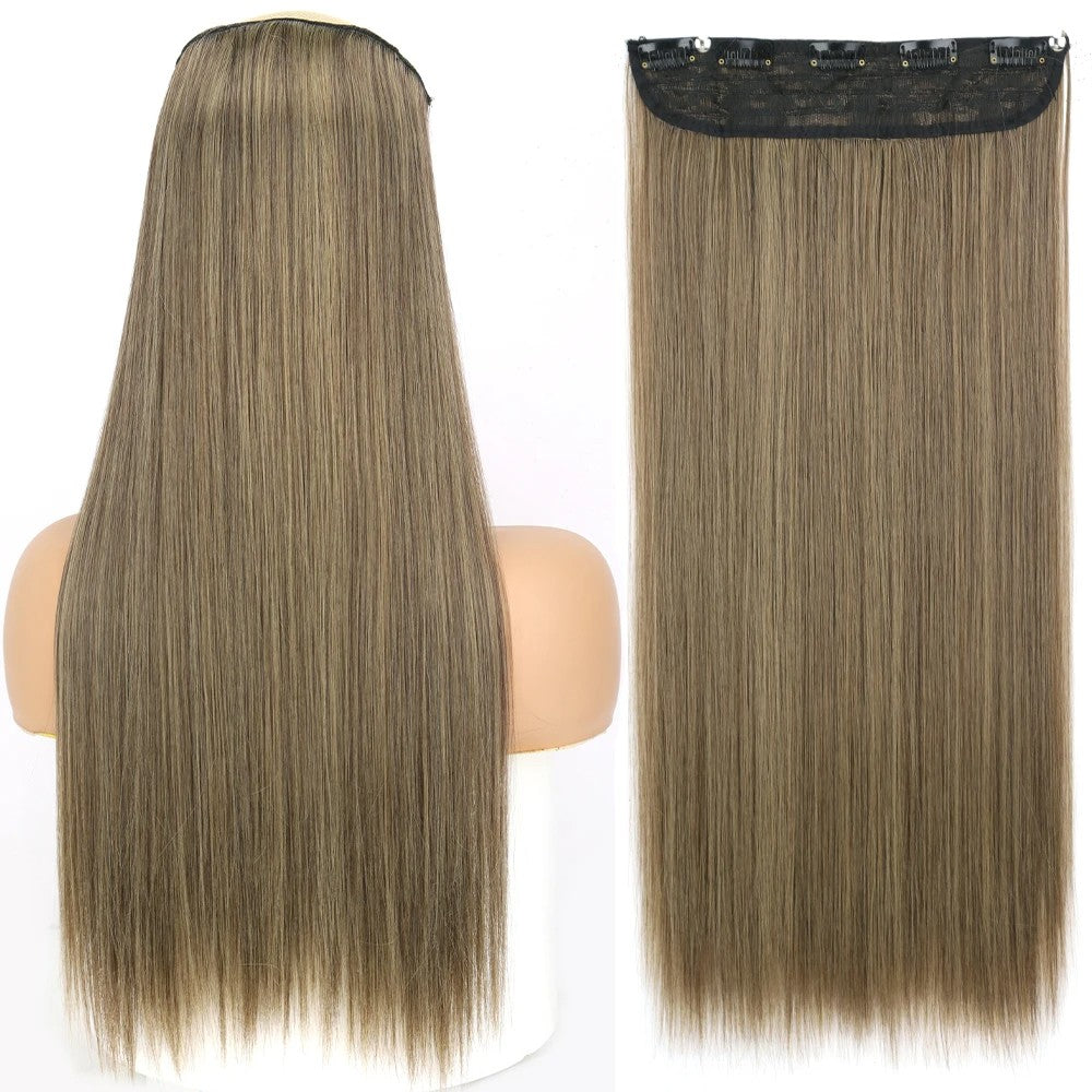 Extensão de Cabelo Liso Comprido de Fibra Sintética Resistente ao Calor com 5 Clipes 22"32" Preto Castanho Loiro