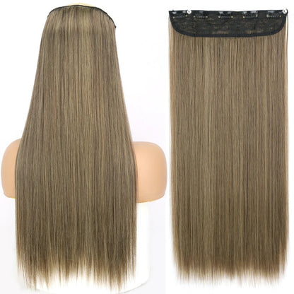 Extensão de Cabelo Liso Comprido de Fibra Sintética Resistente ao Calor com 5 Clipes 22"32" Preto Castanho Loiro