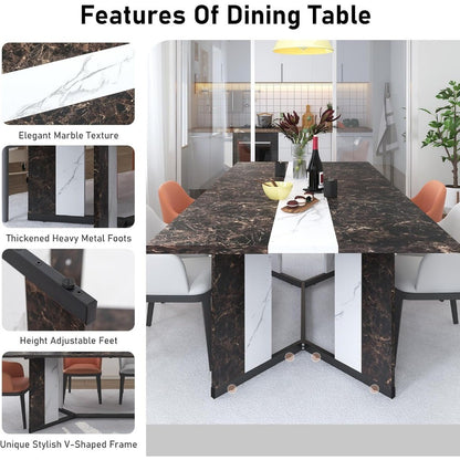 71 Inch Dining Table for 6 People,Modern Rectangular Kitchen Table W/Waterproof Wood Tabletop,Farmhouse Long Dining Room T
