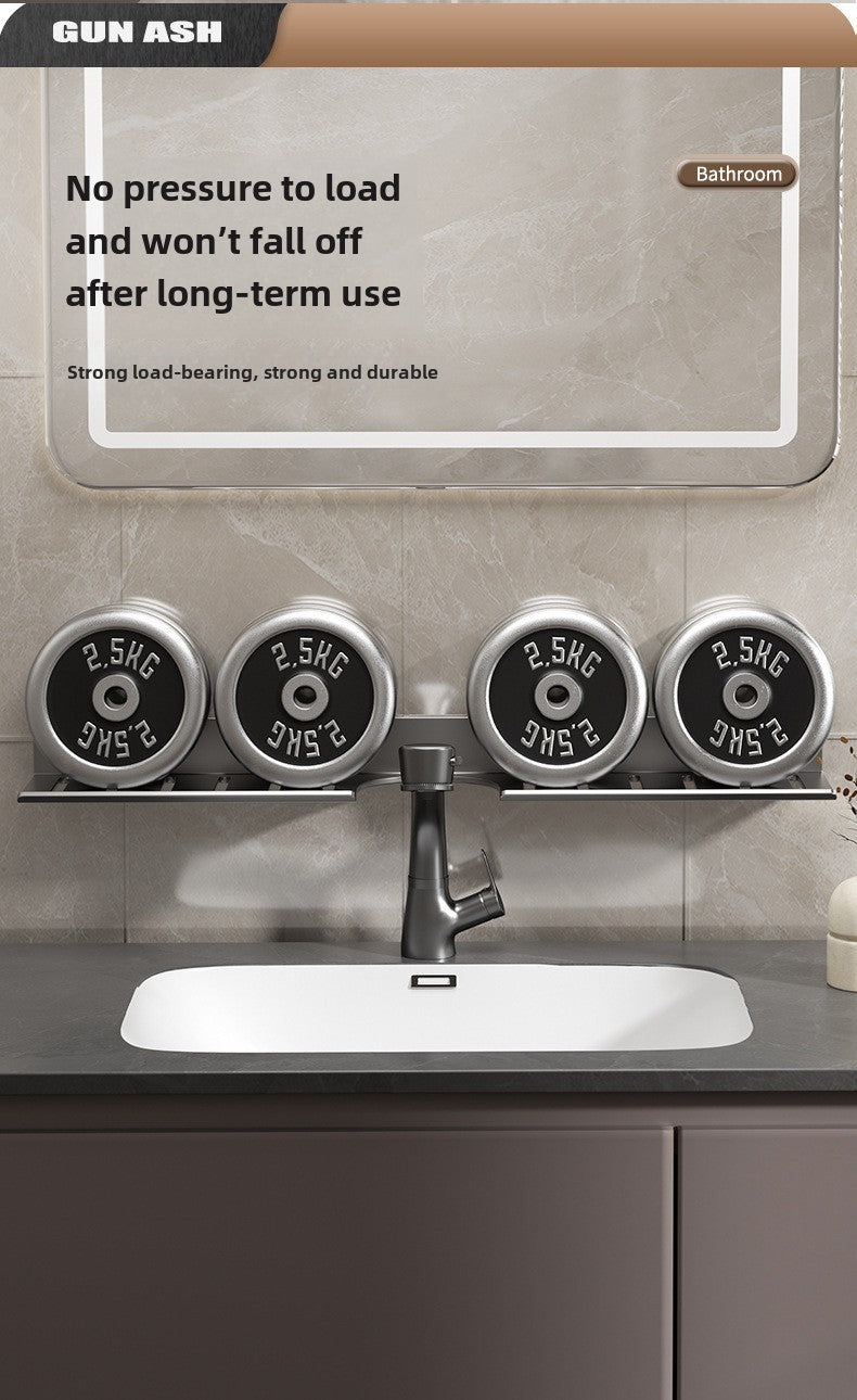 Toilet faucet storage rack, toilet sink, washbasin, wall mounted non perforated mirror front bathroom rack