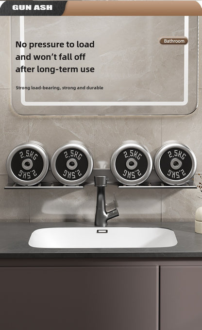 Toilet faucet storage rack, toilet sink, washbasin, wall mounted non perforated mirror front bathroom rack