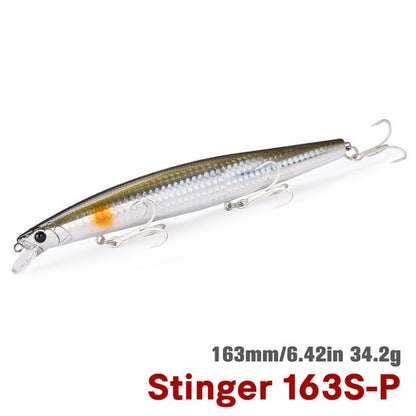 TSURIKNOYA STINGER 163S Isca Artificial Minnow de Fundo para Água Salgada com Lançamento Ultra Longo 163mm 34.2g Iscas Rígidas para Robalo