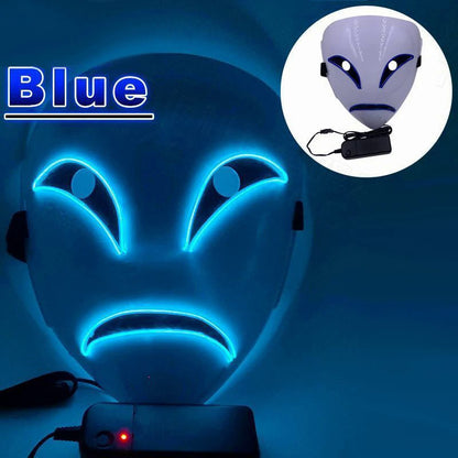 New Creative LED Halloween Clown Glow Mask White Green Blue Red Crying Smile Clown,