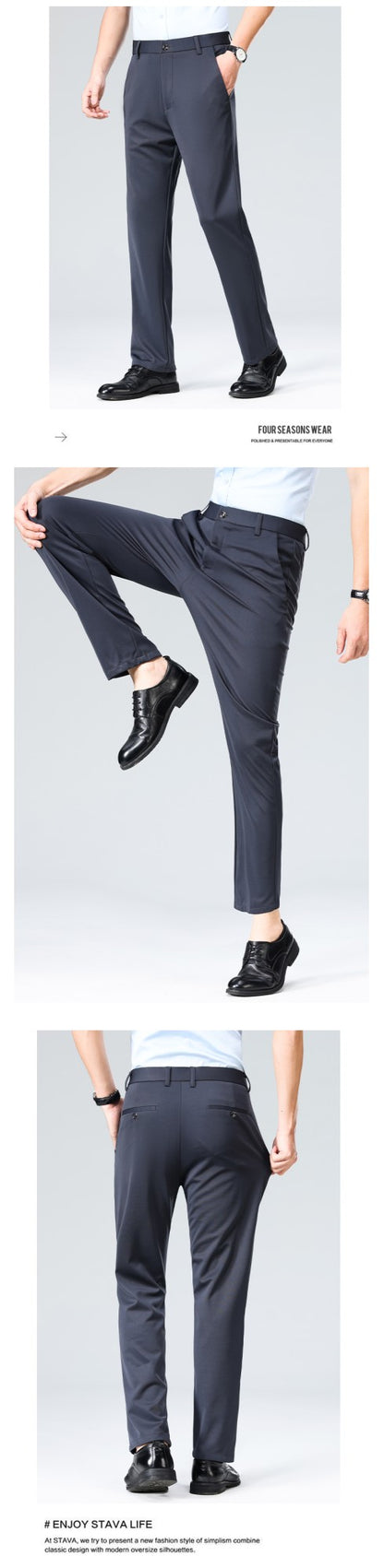 29-42 Men's Summer Pants Thin Straight Stretch Casual Pants with No Trace No Ironing Fabric Silky and Cool Feeling