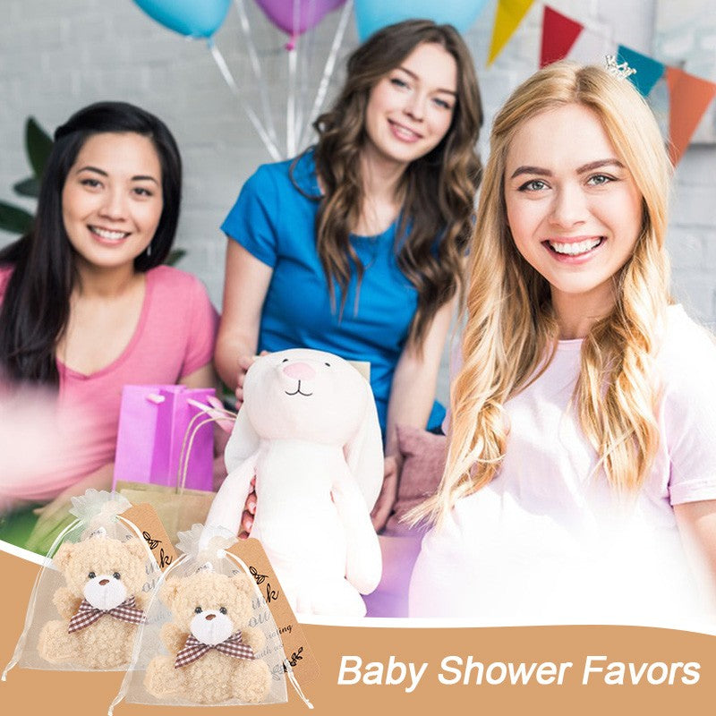 30pcs/10set Bear Gift with Organza Bag Thank You Card for Baby Shower Wedding Decoration Supplies Kids Birthday Party Guest Gift