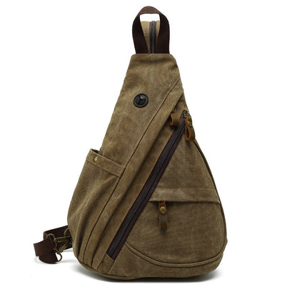 2024 new men's canvas chest bag large capacity leisure men's bag Single Shoulder Messenger Bag multi functional back backpack