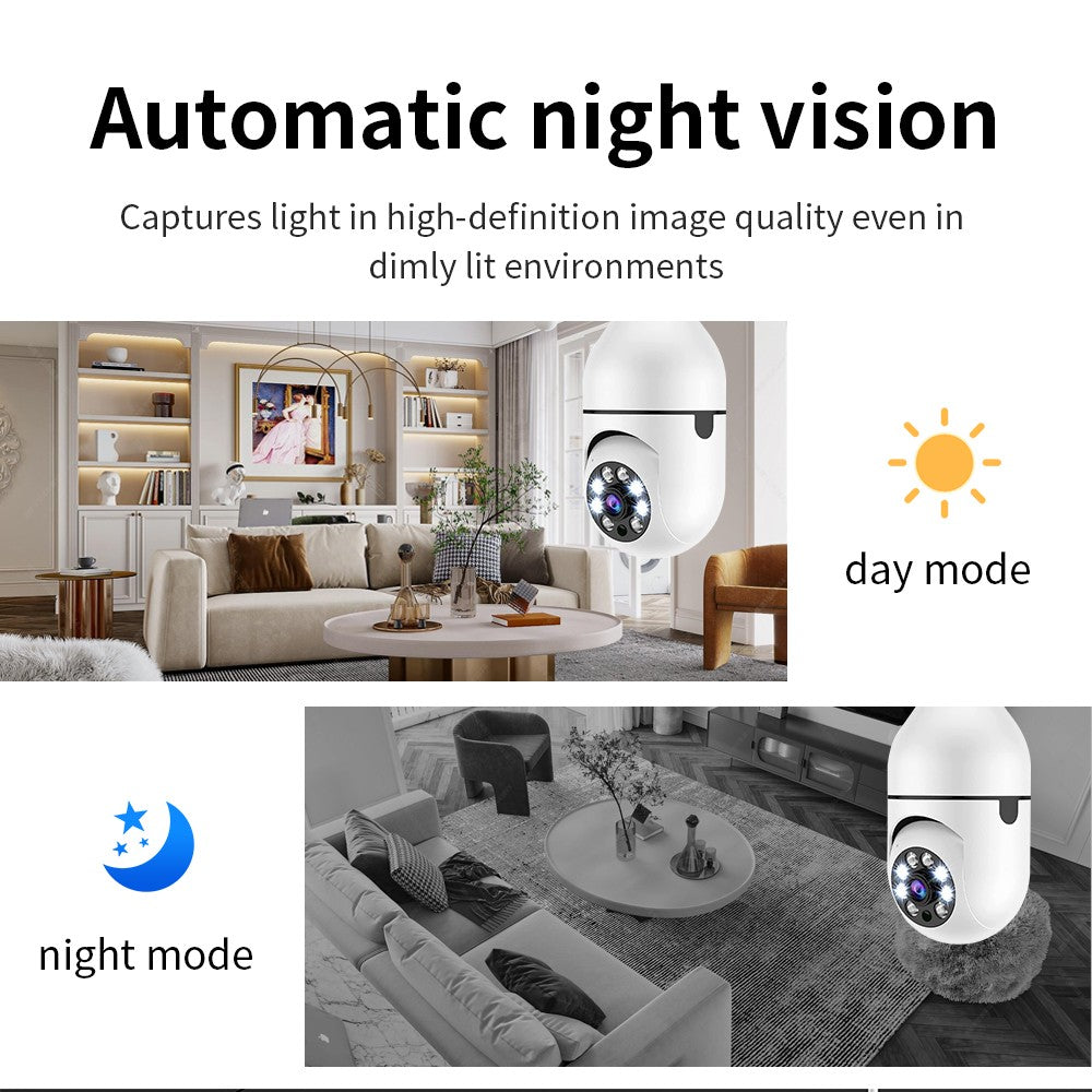 E27 Surveillance Camera Full Color Night Vision Automatic Human Tracking Zoom Indoor Security Monitor Wifi Miini IP Camera