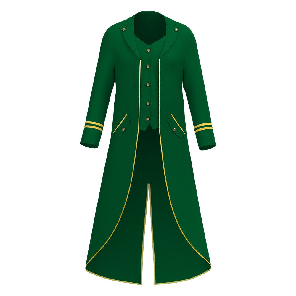 Halloween Performance Costume Medieval Retro Mid-Length Tailcoat Gothic Steampunk Coat