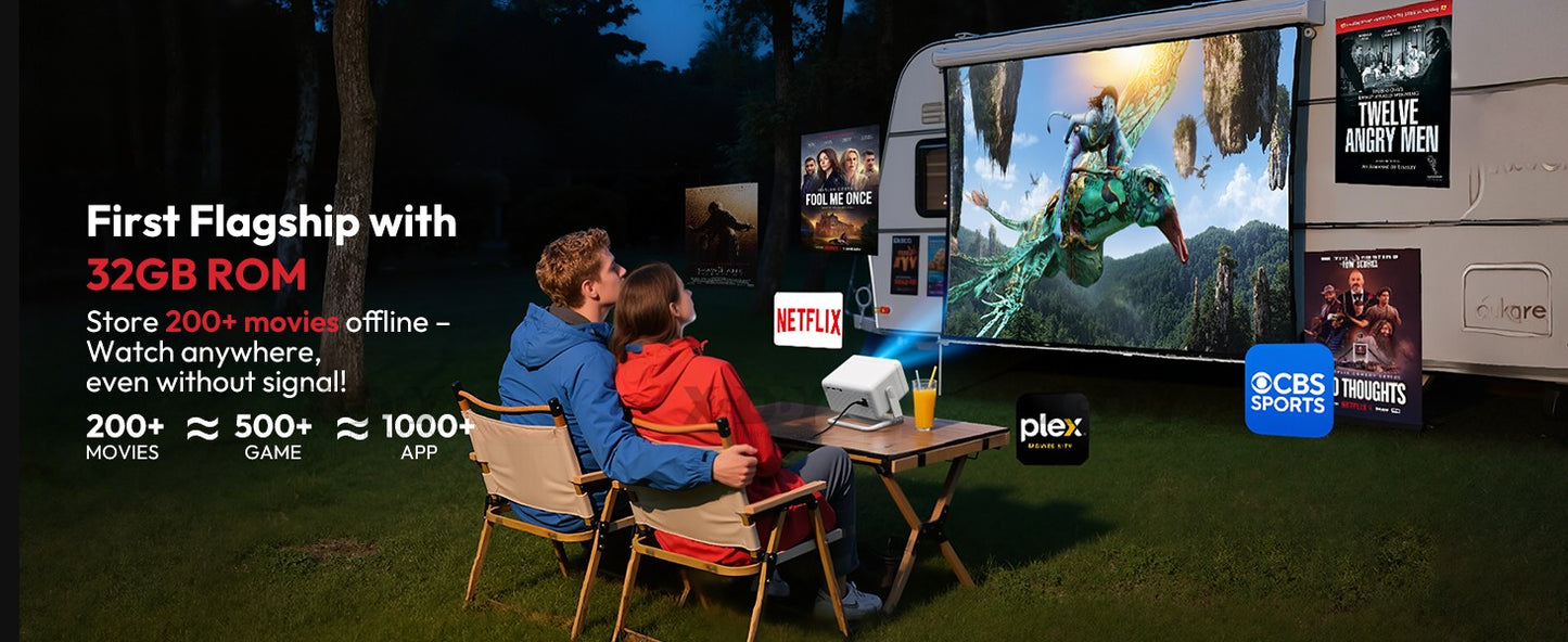 Projetor XGODY N6/N6 Pro Netflix Oficialmente 4K Controle de Voz Smart Android TV Whale OS 8/32GB ROM para Home Theater de Filmes