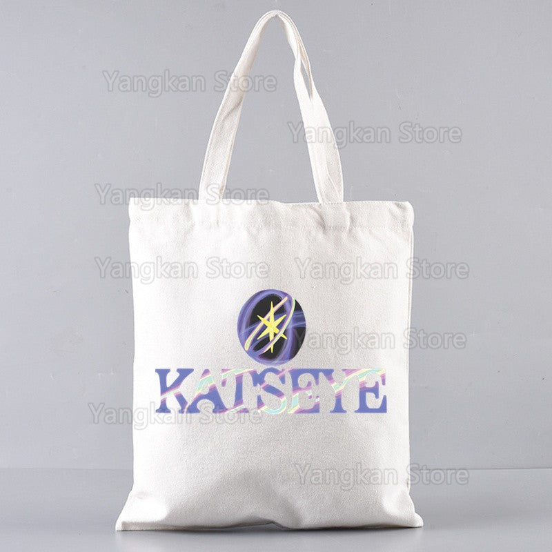 KATSEYE Korean Shopping Bag Print Original Design White Unisex Fashion Travel Canvas Bags