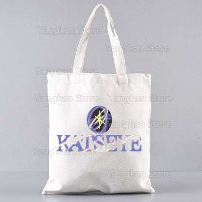KATSEYE Korean Shopping Bag Print Original Design White Unisex Fashion Travel Canvas Bags