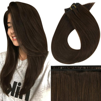 Full Shine Virgin Flat Silk Weft Sew In Hair Bundle Straight Human Hair Extensions 100% Real Human Hair Weft For Women For Salon