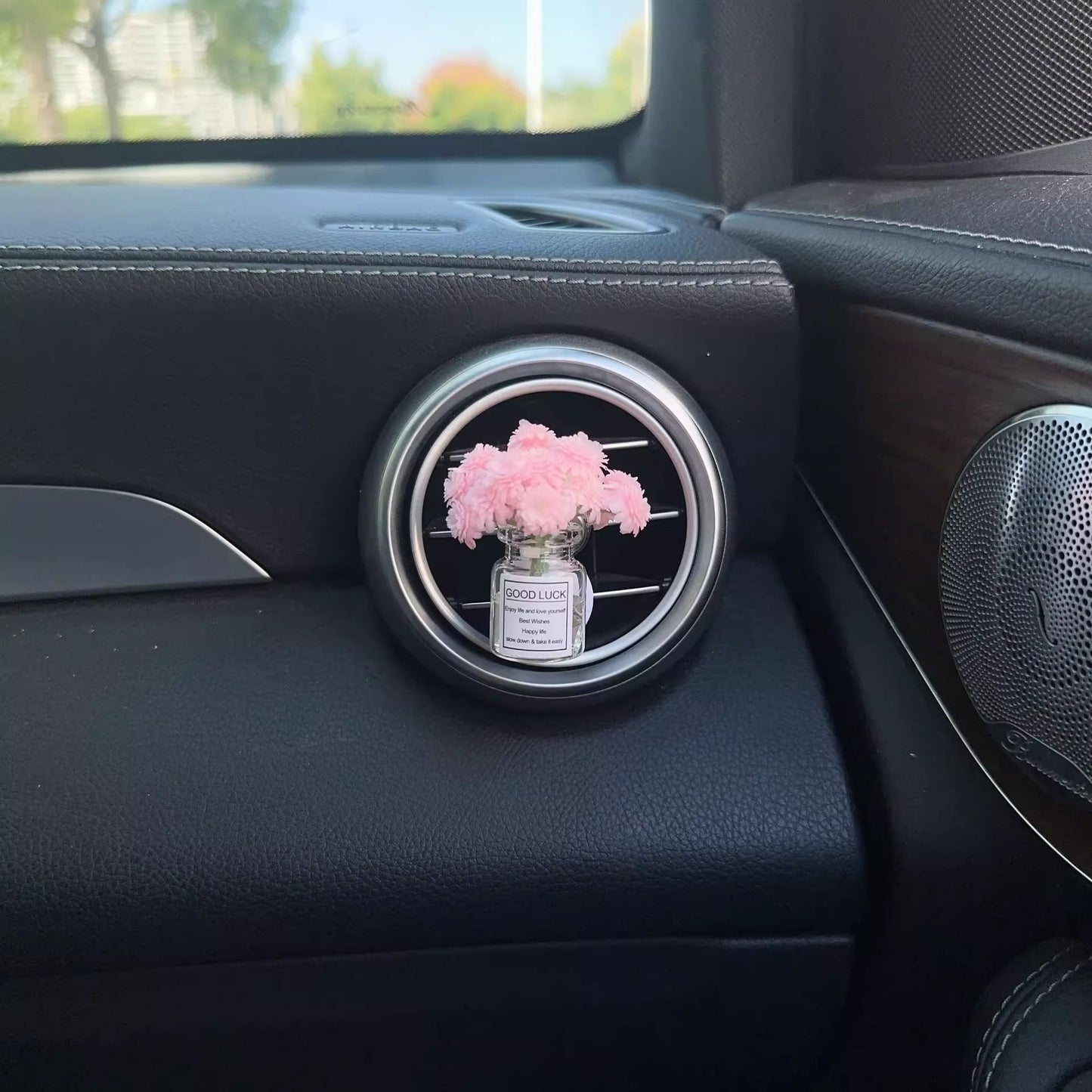 Enfeites de clipe de saída de ar do console central do carro, flores simuladas, clipe de carro, enfeites de vaso de vidro de jasmim, respira bebê para meninas, decorações