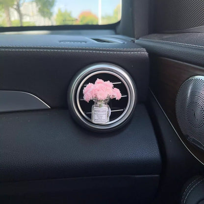 Enfeites de clipe de saída de ar do console central do carro, flores simuladas, clipe de carro, enfeites de vaso de vidro de jasmim, respira bebê para meninas, decorações