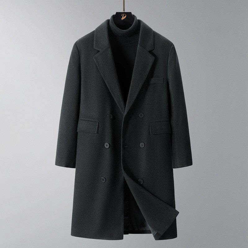 2025 New Men's Knee-Length Wool Blend Overcoat | Korean Style Loose Fit Trench Coat A/W Season | Plus Size Casual Fashion