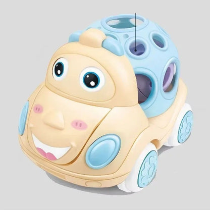Baby Toy Car Rattle - Press & Go Friction Powered Truck, Soft Rolling Cars for Toddlers 1-3 Perfect Birthday Gift for Girls Boys