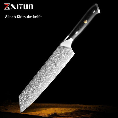 Japanese Damascus Steel Kitchen Chef Knife 1-9 PCS Set Ultra-sharp Cleaver Paring Bread Boning Knife Ergonomic G10 Handle