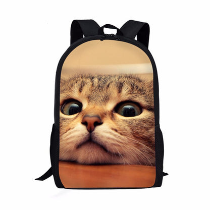 Mochilas de cadernos populares de gato da moda Mochilas escolares para alunos Mochilas para laptop de meninos/meninas à prova d'água de Oxford com estampa 3D