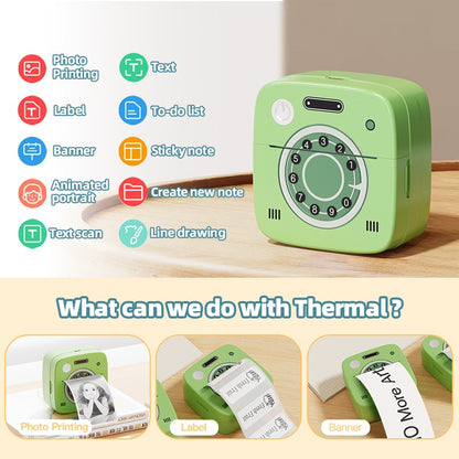 Impressora de bolso fotográfica M1 com 2 rolos para iOS Android Bluetooth Mini impressoras térmicas de adesivos para escritório, cozinha e escola