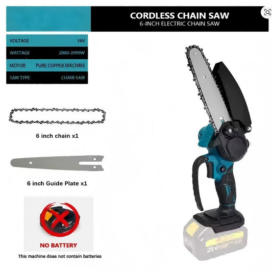 1700RPM 6 Inch Mini Li-Ion Electric Chainsaw One Hand Portable Electric Saw Fit 18V Makita Battery