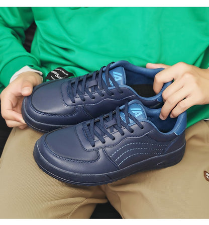 2025 New Mens Casual Shoes Leather Fashion Breathable Sneakers Anti Slip Travel Shoes Lace Up Flats Shoes Comfortable Men Shoes