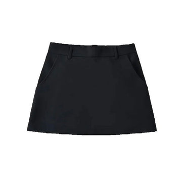 Mooyufon Women Fashion Solid Back Zipper A-Line Mini Skirt Vintage High Waist Fe