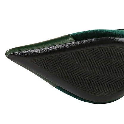 Korean Version Party 10cm 7cm High Heels Women Shoes Thin Heels Velvet Shallow Montage Pointed Toe Metal One-line Buckle Pumps