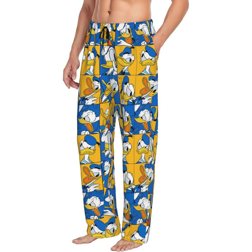 Custom Print Mickey Mouse Donald Duck Pajama Pants Men Sleep Sleepwear Bottoms with Pockets