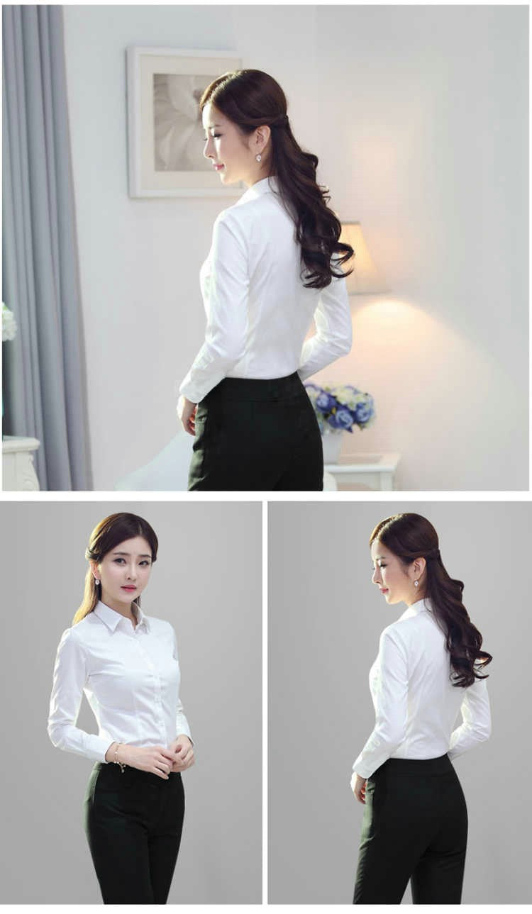 1pcs Woman Four Season Occupation Shirt Lady Casual Long Sleeve Turn-down Collar Shirt Female Working Clothes Formal Dress Tops