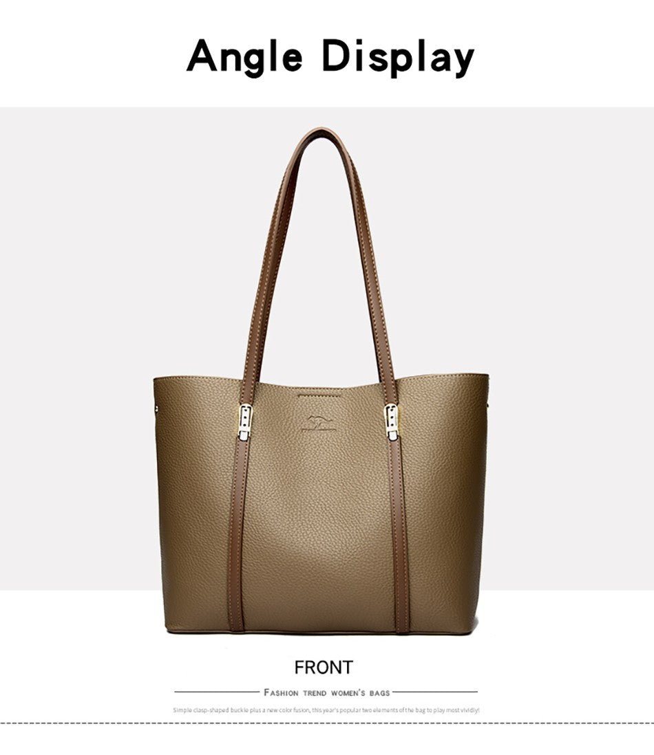 New autumn Single Shoulder Large Capacity Messenger Droadband Female Solid Color Handbag Luxury Ladies Bucket PU Shoulder Bag