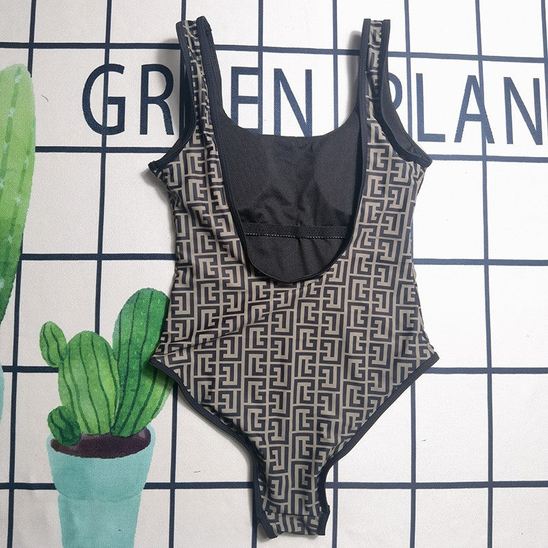 Fashion Design Women's Swimsuits Outdoor Conservative Bikini Sets Beach Sexy Slim-fit Luxury Print Camisole One-pieces Swimsuits