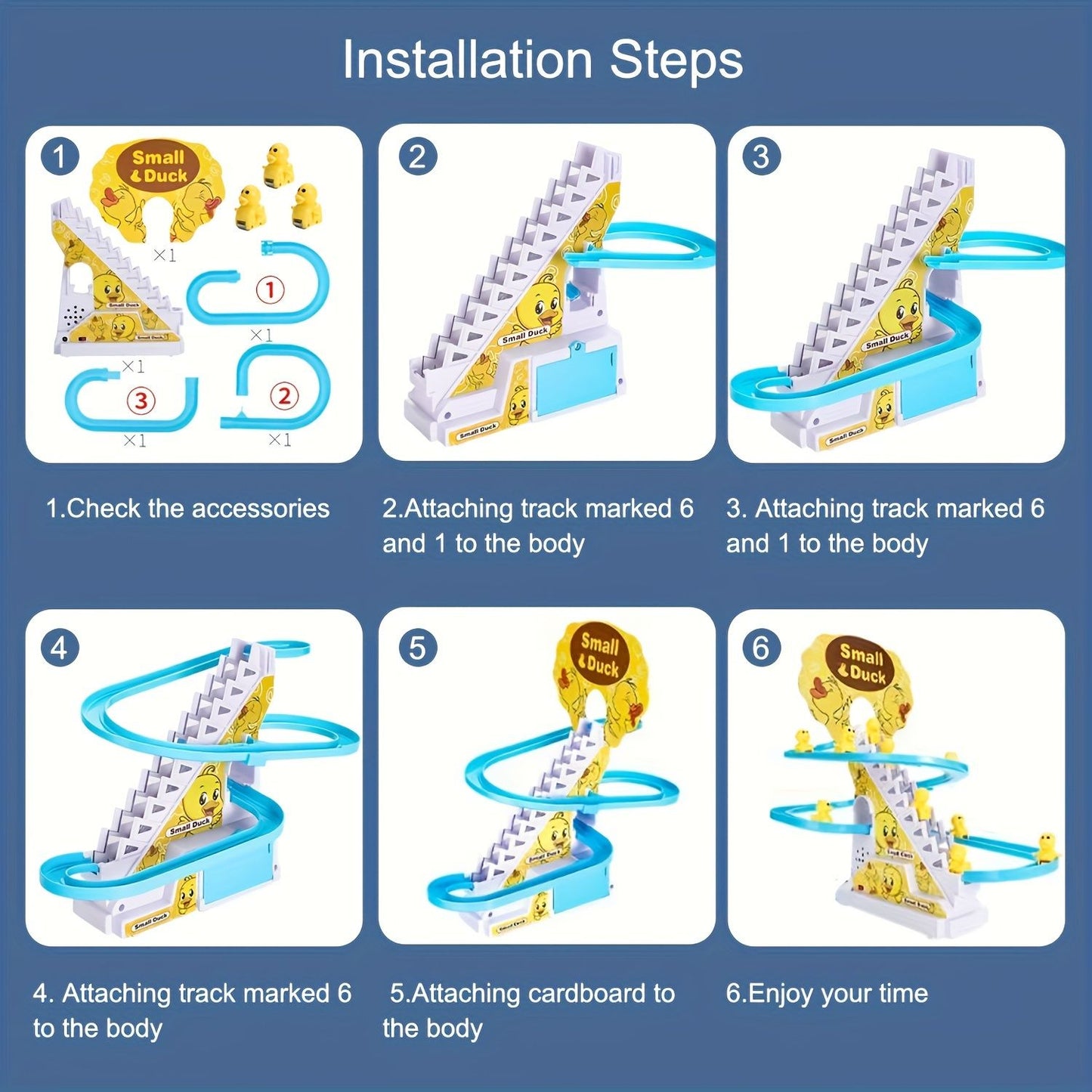 Brinquedo Ducky Escalada de Escadas com Luzes e Música, Pista de Deslize para Crianças, Brinquedo de Pista Divertido e Fofo, Perfeito para Presentes de Aniversário