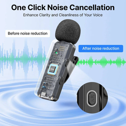 BOYA BY-V3 Microfone de Lapela Sem Fio com Cancelamento de Ruído Recarregável para iPhone Android Câmera Transmissão ao Vivo Vlogging