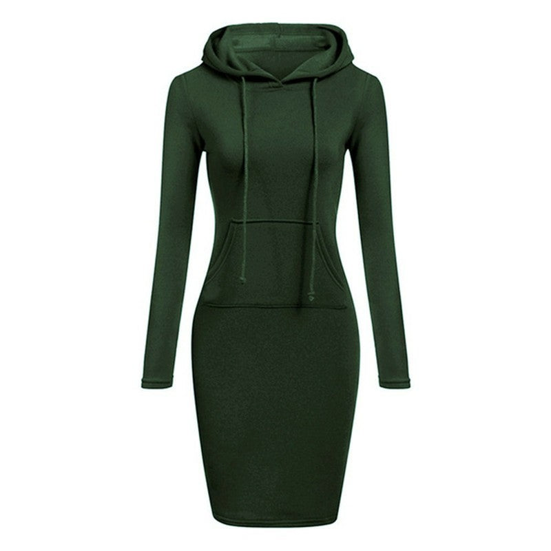 Fashion Sweatshirt Dresses Women's Pocket Hooded Casual Dresses Mini Dresses