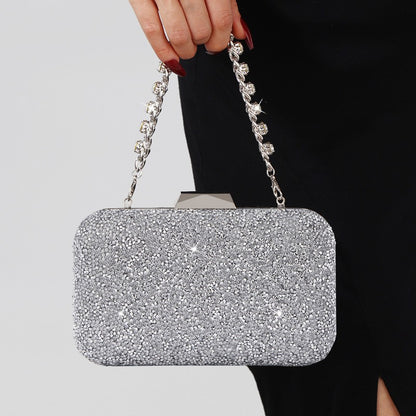 Luxury Elegant Sequined Clutch Bag Trendy Glitter Diamonds Metal Buckle Evening Bag Wedding Clutch Handbag Shoulder Bag Chain