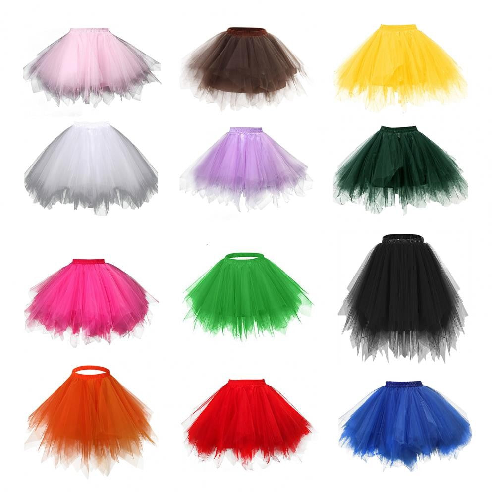 Women's Tulle Skirt 1950s Vintage Skirts Adult Ballet Crinoline Tulle Skirt Fluffy Princess Petticoat Underskirt Dancing Dress