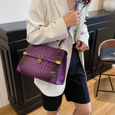 Luxury Purple Handbag Classic Women Bag 2025 New Designer Shoulder Bag High Quality Solid Pu Leather Crossbody Small Square Bag