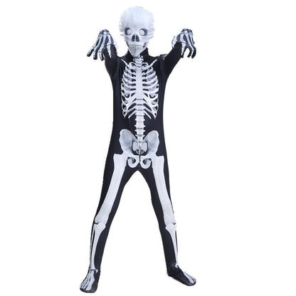 Halloween Cosplay Costume Skeleton Jumpsuit Monster Bodysuit Adult Kids Horror Style Cosplay Garment