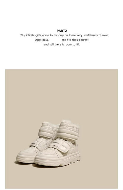 Fur White Boots Women Padded Cotton Shoes Winter Warm Pu Leather Snow Boots Footwear Thick Bottom Plush Short Ankle Boots
