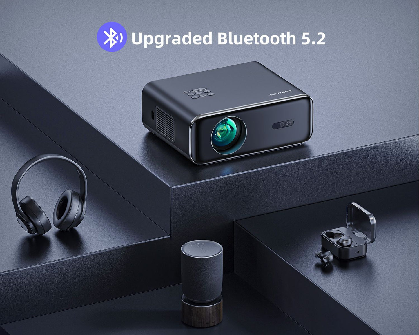 WiMiUS Auto Focus/4K Support Native 1080P Projector with WiFi 6 and Bluetooth 5.2 900ANSI Outdoor Home Projector 6D Keystone
