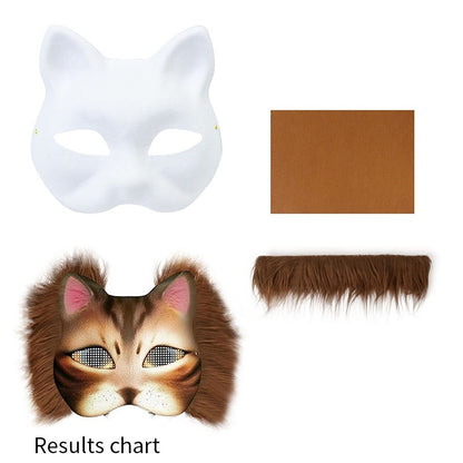Therian Mask Kit Hand-Made Fox Themed Blank Half Face Hand-painted Mask DIY Masks For Makeup Ball Halloween Party Christmas Gift