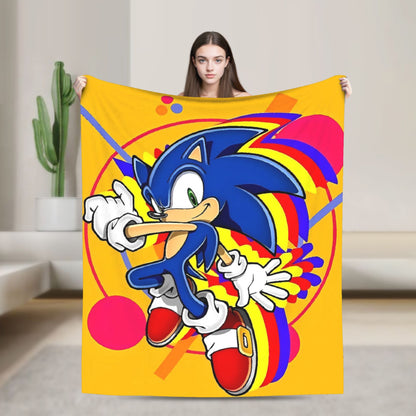 Manta Macia com Estampa de Pelúcia S-Sonic Retrô Desenho Animado Para Ar Livre Decorativa Flanela Cobertor de Cama