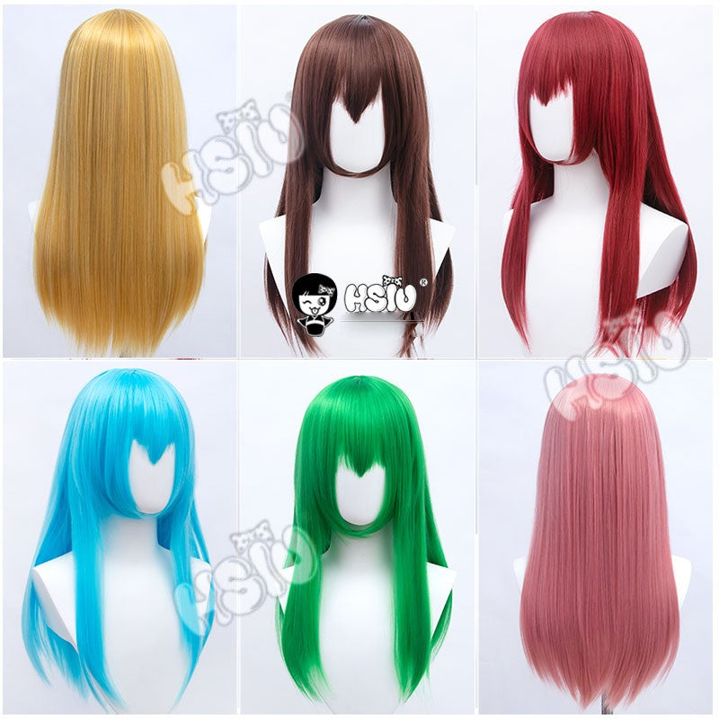 ?HSIU Brand?26 Colors 60cm Long Straight Hair Pink Gray  White purple Black pink Fiber synthetic wig + Free brand wig net
